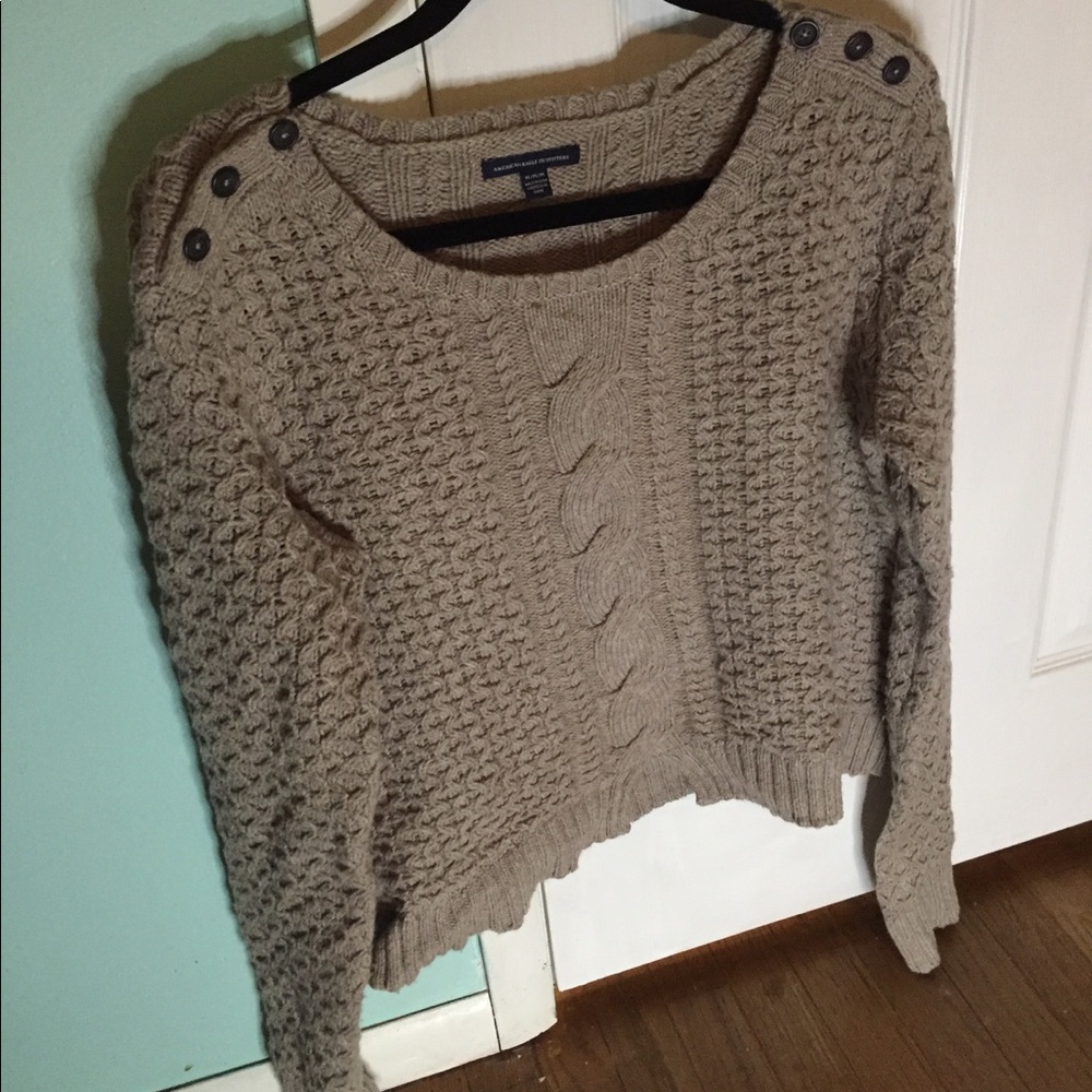 American Eagle Tan Cable Knit Sweater